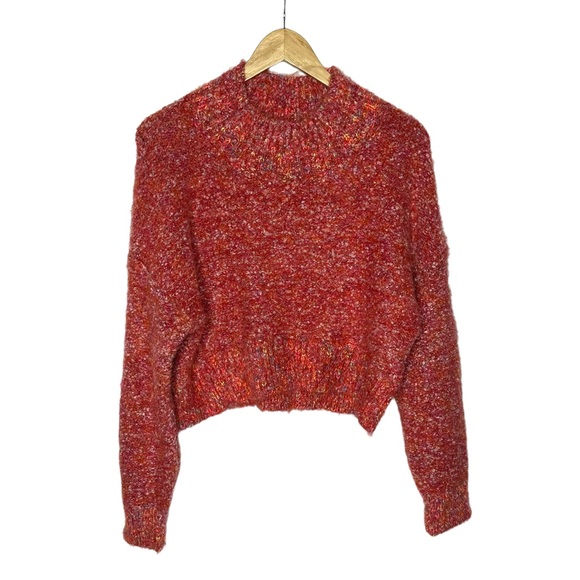 NWT Free People Stardust Marled Mock Neck Pullover Sweater in flame combo S - Picture 4 of 16